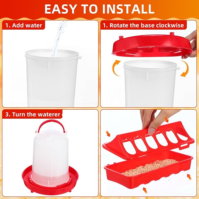 4 Pcs Heated Chicken Waterer for Winter, Poultry Feeder, Poultry Heated Constant Temperature Fountain with Leg Support for Chicken Coop Chicks Birds (6l)