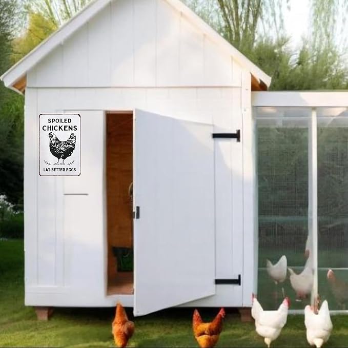 Chicken Decor for Coop Farmhouse Kitchen Garden Funny Vintage Metal Chicken Signs