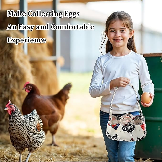 Egg Collection Basket, Egg Bags, Portable Eggs Carrier, Eggs Gathering Basket with 7 Pouches for Home Garden Farm Use