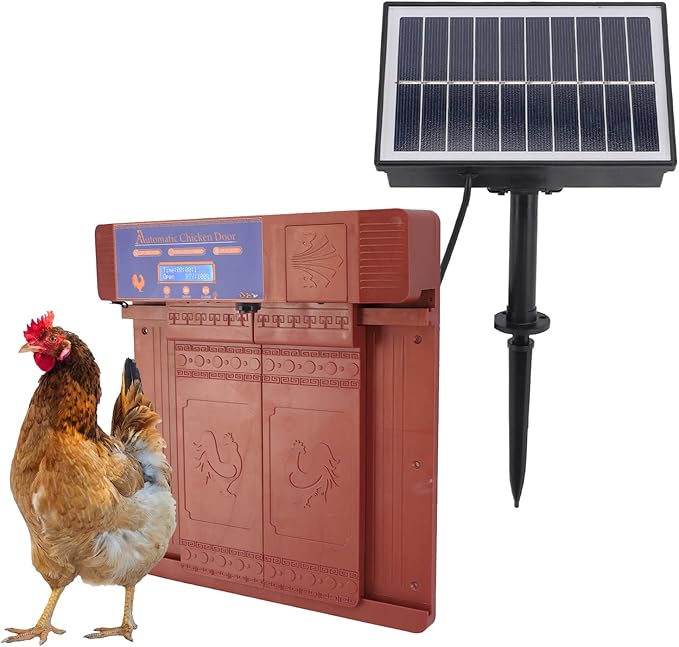 Automatic Chicken Coop Door, Lightweight Durable Rust with Timer and Infrared Anti Pinch Sensor, for Chickens Ducks Geese Poultry Safety (Bronze)