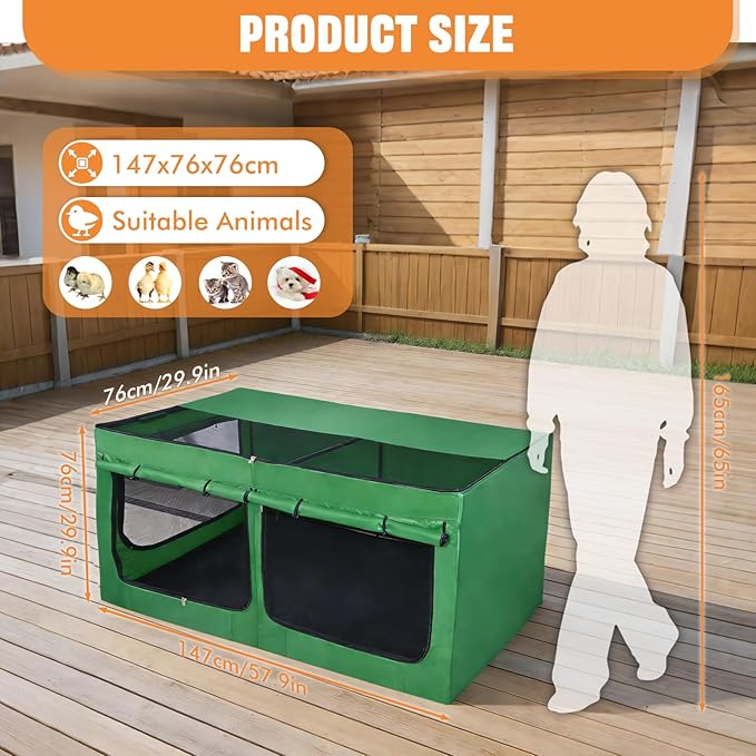 Brooder Box for Chicks, Chicken Run Large Chick Starter Kit Portable Brooding Pen with Breathable Mesh&Waterproof Pad Outdoor Indoor