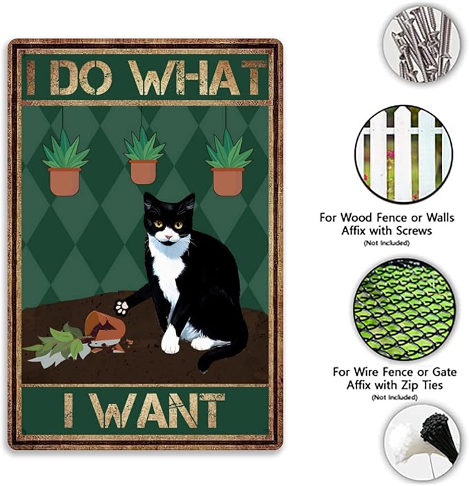 Funny Black Cat Decor For Cat Sign Bundle 2 Pieces I Do What I Want Office Craft Room Living Room Wall Art Hanging For Backyard Man Cave 8x12inch