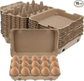 KEILEOHO 15 Pack Eggs Cartons Bulk, Blank Natural Pulp Egg Cartons Holds 15 Eggs, 3x5 Style Egg Storage Containers Holder