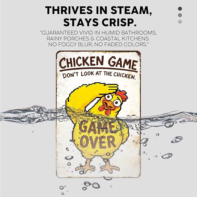 Vintage Chicken Tin Sign Don't Look At The Chicken Retro Metal Poster Wall Decor Funny Nostalgic Rustic Metal Sign For Home Poultry House Coop Farmhouse Farm Garage Cafe Kitchen 12 * 8In