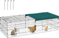 PawHut Metal Chicken Coop, 73" x 30" x 20" Chicken Run Pen for Yard with Cover, Portable Catio Poultry Cage Indoor Outdoor Backyard, Cat Cage for Rabbit, Duck, Hen, Small Animal, Chinchillas, Green