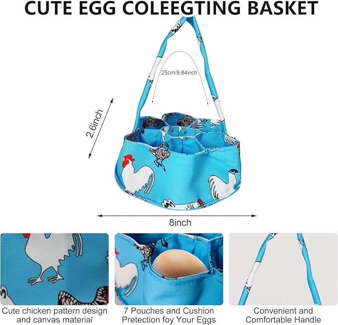 2 Pcs Egg Collecting Apron Chicken Gathering Basket with 7 Pouches Fresh Egg Holding Apron with 11 Pockets
