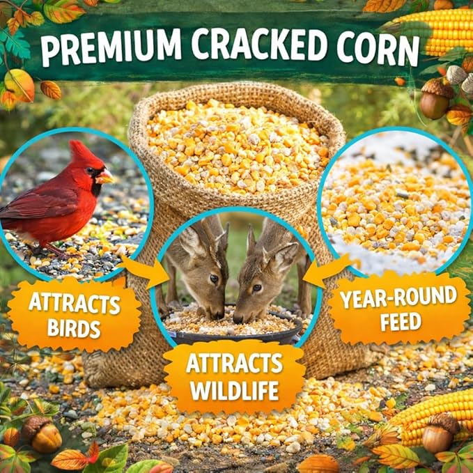 Cracked Corn for Animals | 10 LB Bulk Value Bag | – All-Natural Dried Feed for Birds, Ducks, Chickens, Wildlife Deer & Backyard Animals