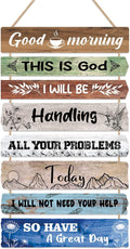 CHDITB Good Morning This is God Wooden Sign Bible Verse Scripture Wooden Hanging Plaque Retro Inspirational Quotes Canvas Wall Art for Christian Home Office Bedroom Living Room Wall Decor