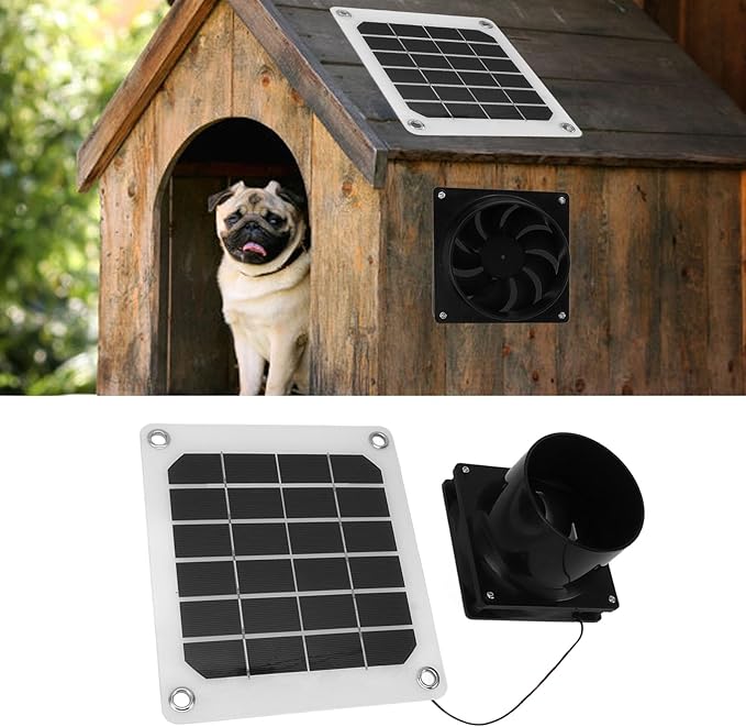 20W Solar Powered Exhaust Fan Kit, Portable 6 Inch Solar Fan with Protective Net for Pet Chicken House Ventilation