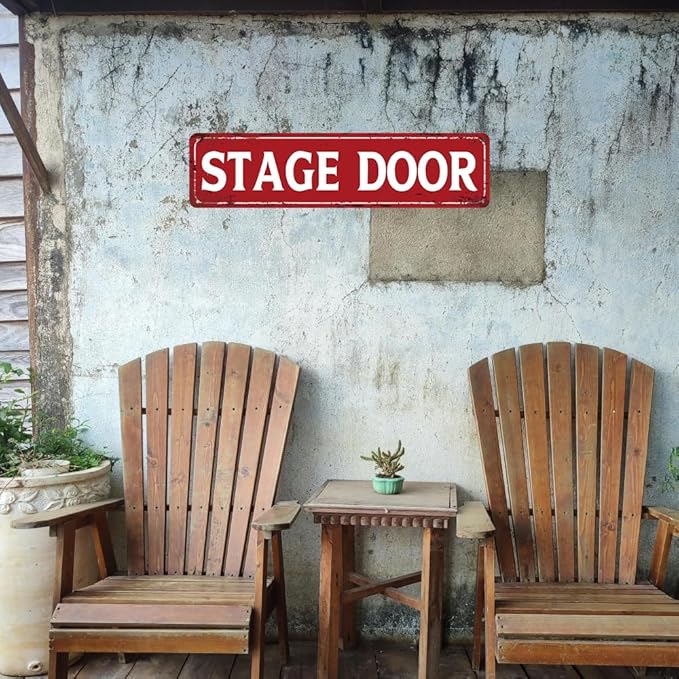Home Theater Decor Stage Door Sign Vintage Metal Tin Signs Theatre Posters For Home Movie And Musical Theater Concert Entry Sign Musical Theater Wall Art Decor 16x4 Inches