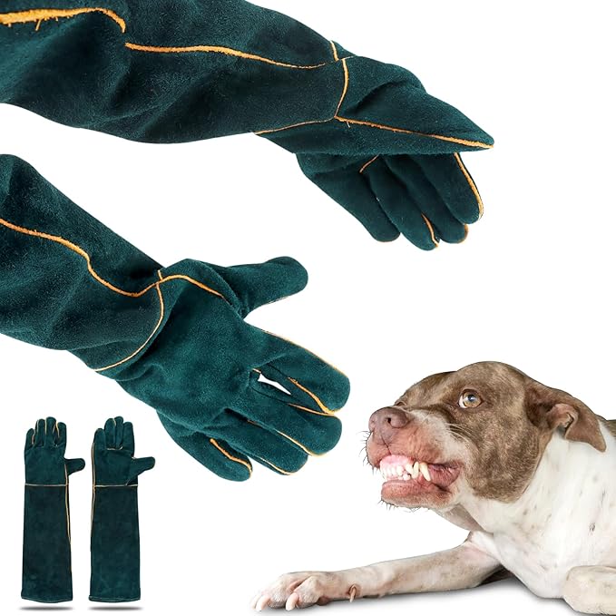 PUXING Animal Handling Gloves Bite Proof 23.6inch Durable Bite Resistant Gloves for Bathing Anti Scratch Protective Gloves