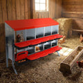 Chicken Nesting Boxes with Cleanable Pull-Out Trays - 10 Hole Metal Rollaway Nest Box for Laying Hens, Wall Mount or Placed Design for Easy Egg Collection & Cleaning