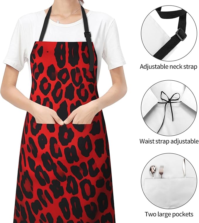 Kitchen Aprons for Men Women Waterproof Apron with 2 Pockets Skis on mountain Apron Adjustable Bib Aprons