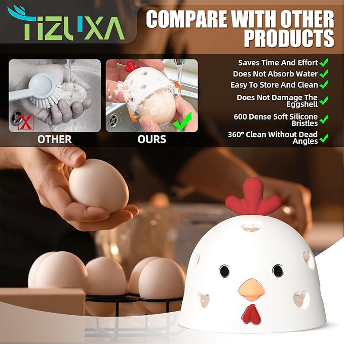 2Pcs Egg Brush for Cleaning Fresh Eggs | Farm Egg Washer & Scrubber Tool | Chicken Coop Cleaning Brush for Backyard Hens, Homesteaders, Egg Collectors, Farmers White Green