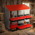 Chicken Nesting Boxes for Chickens, 6 Compartments Metal Roll Away Nest Box for Chicken Coop, Eggs Laying Boxes with Removable Lid, 2 Layer for Chicken Coops, Duck Coops and Hens, Red