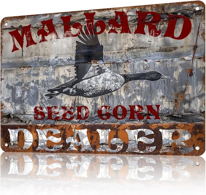 Mallard Seed Corn Metal Tin Sign Wall Art Kitchen Farm Cottage Shop Funny Man Cave Metal Tin Signs Decorative Accessories Wall Vintage Metal Tin Logo Poster Plaque Bar Club Cafe 12 * 8in