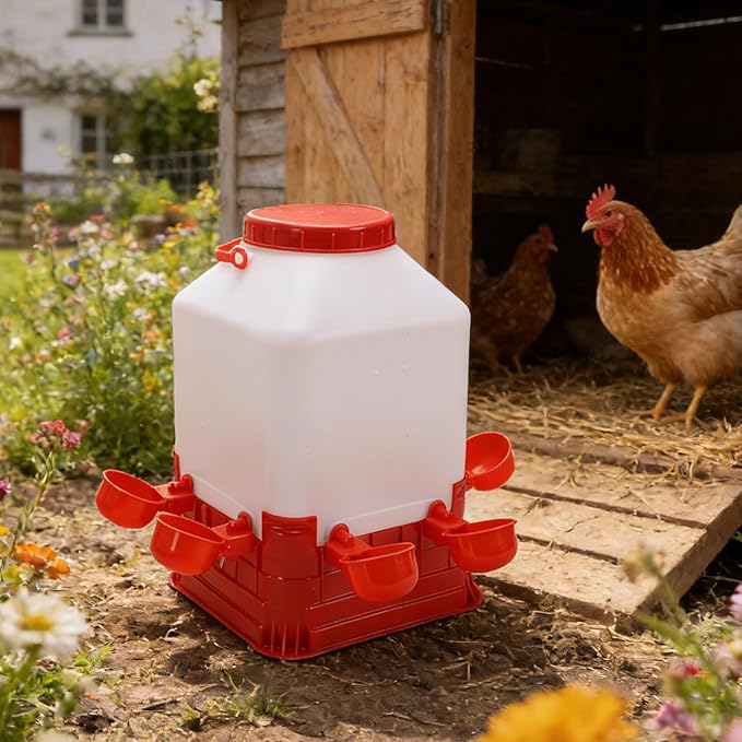 Zerodis Feeders Capacity Chicken Feeder Poultry Water Fountain Bucket Automatic Brooder Starter Kit Coop Accessories for Baby Chicks Ducks and Quail Chick Waterer 10L Large Chick Waterer