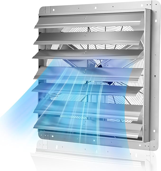 VEVOR 30'' Exhaust Fan, Wall Mounted Attic Fan with Variable Speed, 6900 CFM, Automatic Shutter, Ventilation and Cooling, Silver, Fan Only