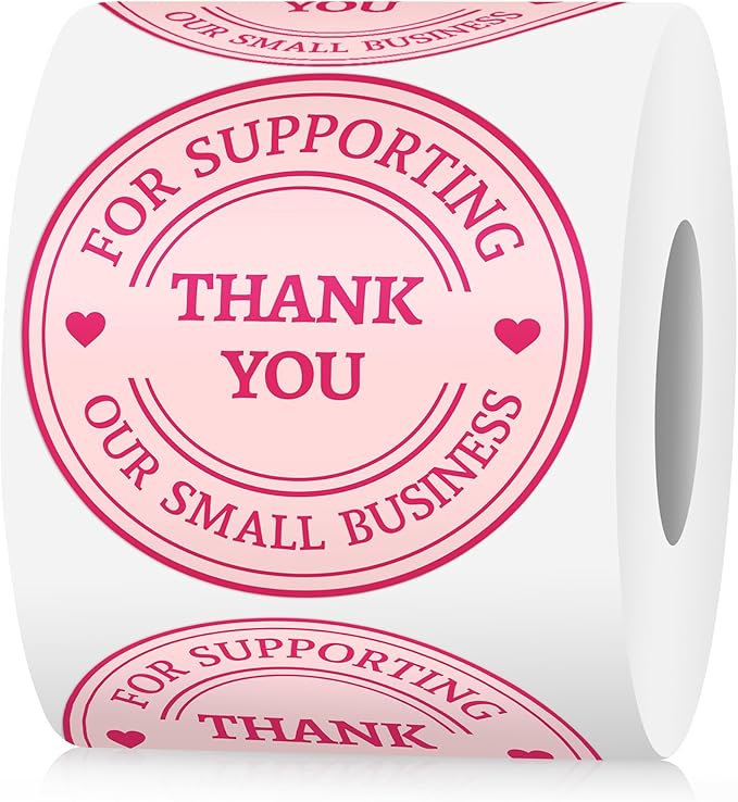 500 Pcs Thank You Stickers for Small Business Pink Cute, 2 Inches Self-Adhesive Elegant Round Seal for Envelopes, Party Favor