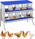 GarveeLife Chicken Nesting Box, 8 Compartments Nesting Box for Chickens, Two-Tier Galvanized Steel Chicken Egg Laying Box with Large Vented Holes Wall Mounting for Easy Egg Collection