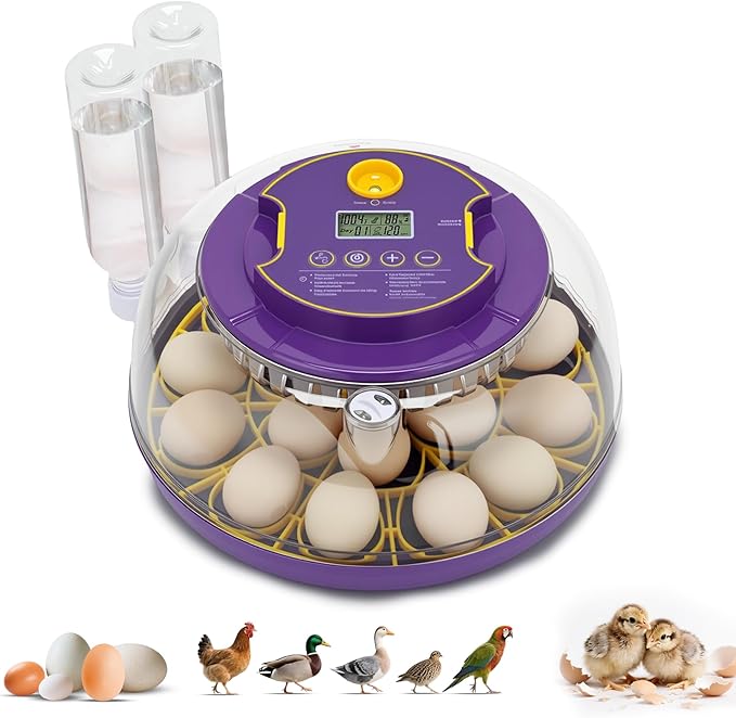 18 Egg Incubator for Hatching Eggs – With Automatic Egg Turning, Temp/Humidity Control, Egg Candler, Incubator Chicken, Duck, Goose, Quail, Parrot, Pigeon – For Home Farm Science Class Lab
