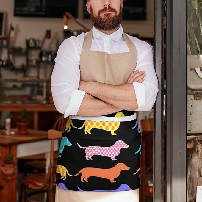 Server Waist Aprons Waitress Unisex Chef Works Half Apron with 3 Pockets