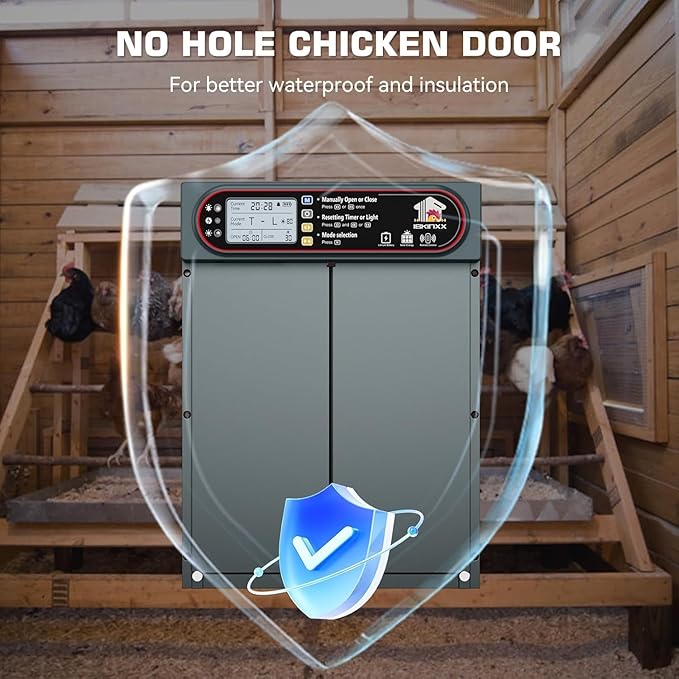 Automatic Chicken Coop Door with Horizontal Dual Opening, Remote & Manual Control, USB Backup, Predator-Proof Larger Opening Size House Door Solar Powered for Chicken, Duck and Poultry