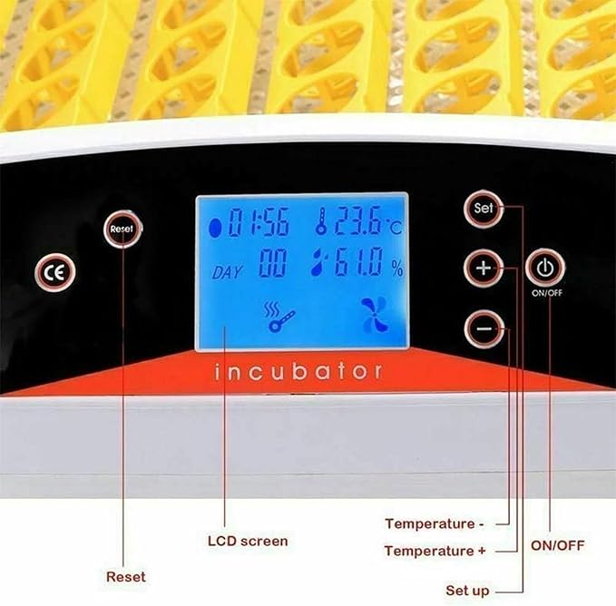 56 Egg Incubator Automatic Turning Digital Poultry Hatcher Temperature Humidity Control Built-in LED Egg Candler, for Chicken Duck Goose