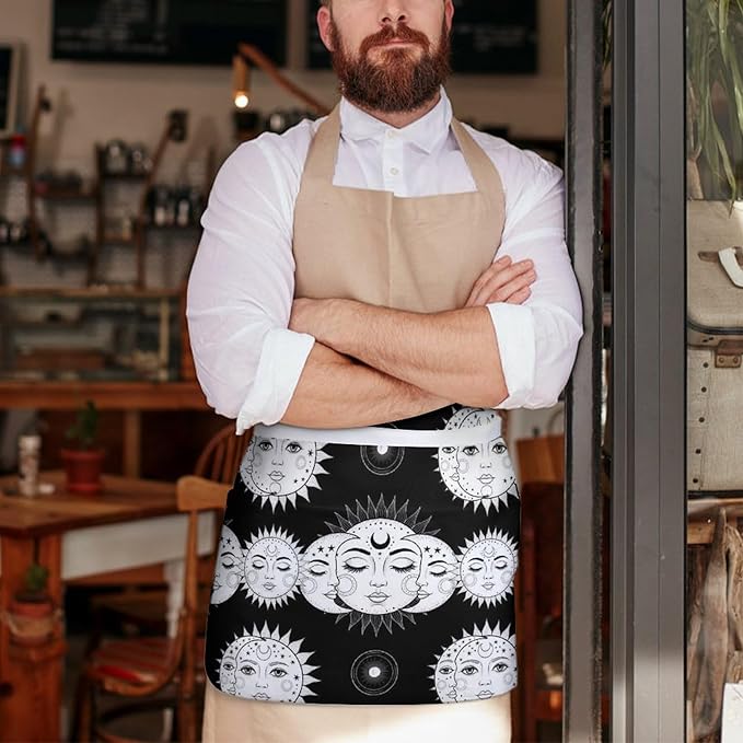 Server Apron with 3 Pockets Waist Waiter Waitress Half Apron Short Aprons