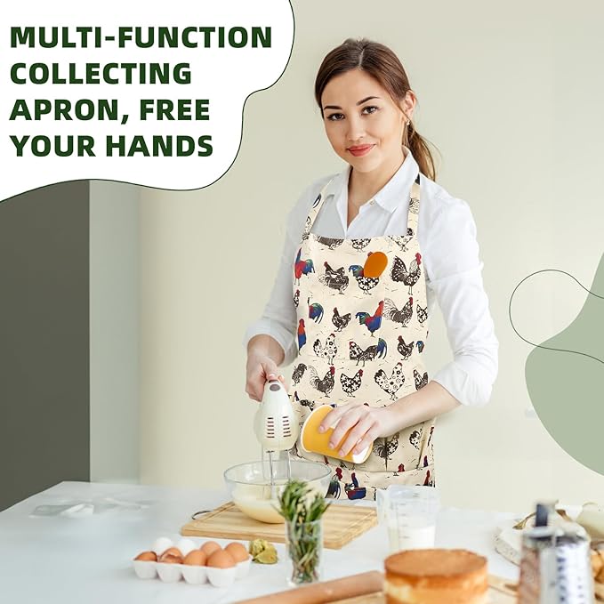 2 pack Egg Apron, Egg Collecting Apron for Chicken Duck Goose Eggs, with 13 Pockets Chicken Egg Apron for Women&Men