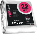 PROTARP Extreme Heavy Duty 22 Mil Tarp Cover, Waterproof, UV Resistant, Rip and Tear Proof, Poly Tarpaulin with Reinforced Edges for Roof, Camping, Patio, Pool, Boat. (White 20′ X 20′)