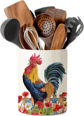 pinata Rooster Kitchen Decor Ceramic Utensil Holder, Cute Rooster Utensils Holder for Farmhouse Indoor Kitchen Decorations Rustic Farmhouse Decor (6.3 inch)