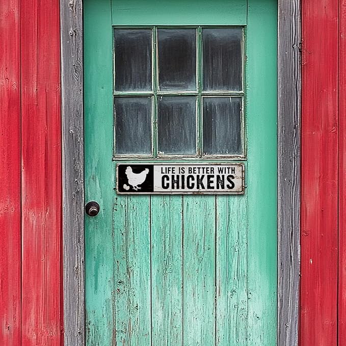 Farm Decor, Life is Better with Chickens Sign 15.8x4 inches, Funny Chicken Coop Decor, Chicken Lover Home Decors, Retro Aluminum Sign for Home Garden Outdoor Yard Farmhouse, Vintage Wall Plaque