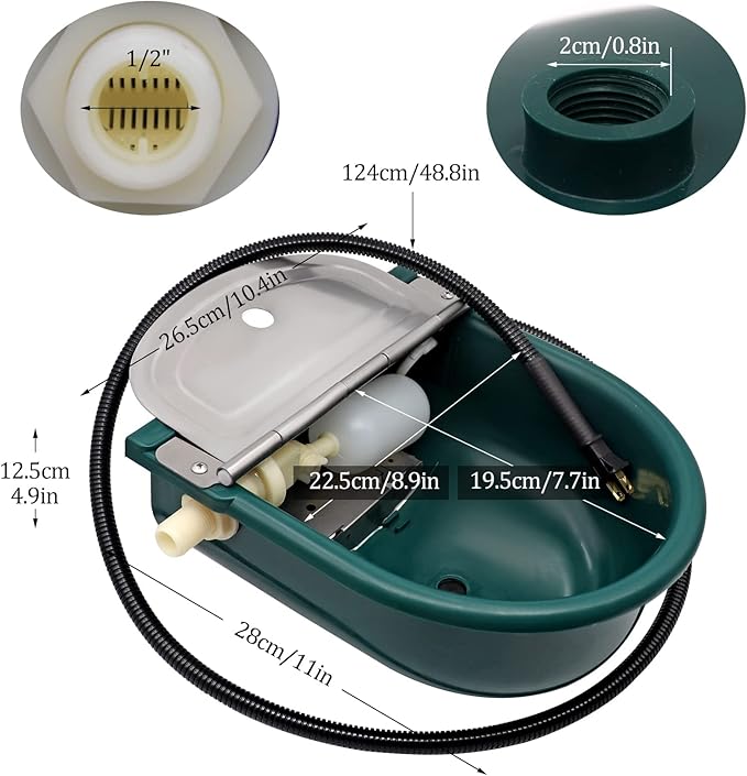 Automatic Heated Dog Water Bowl Outdoor Large Breed, Livestock Heated Waterer Automatic Pet Waterer for Dogs &Cat with Float Valve Thermal-Bowl Winter Livestock Water for Chicken Cow Goat Sheep Pig