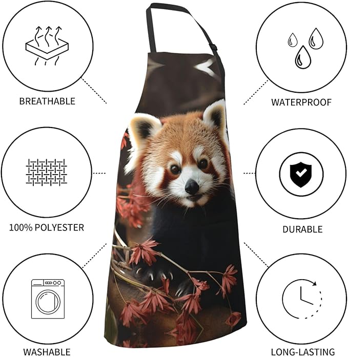 Kitchen Aprons for Men Women Waterproof Apron with 2 Pockets Skis on mountain Apron Adjustable Bib Aprons