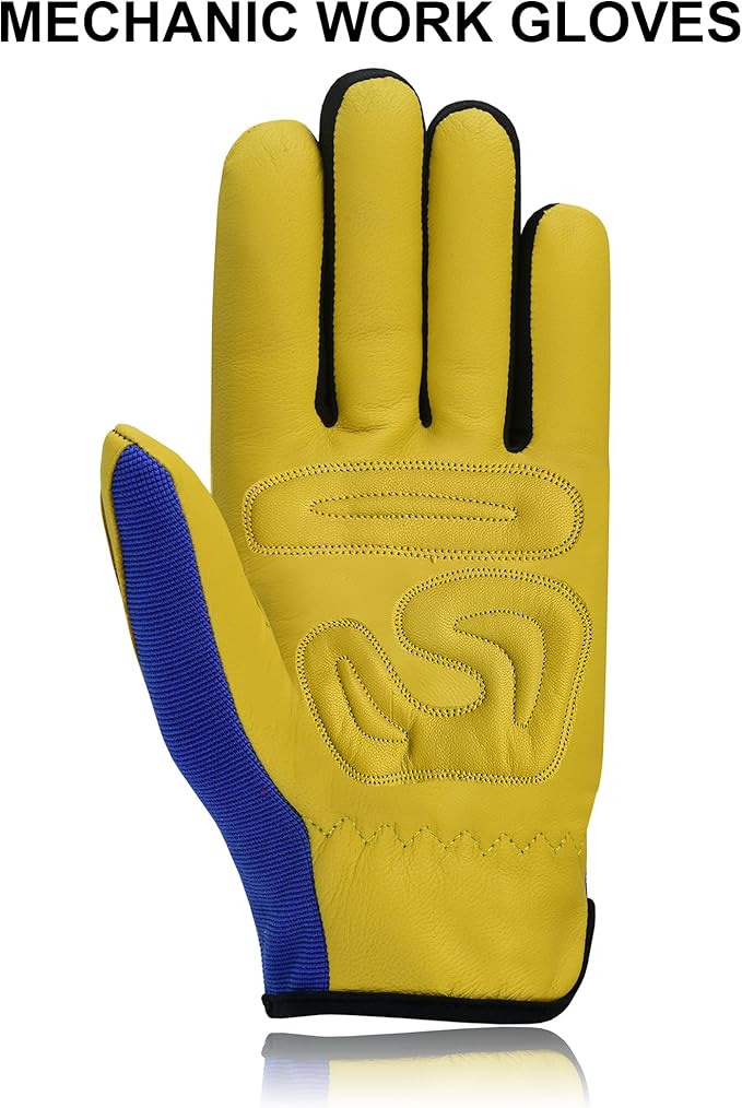 Safety Work Gloves Heavy Duty Genuine Goat Leather Hand Protection Mechanic, Welding, Construction Gloves
