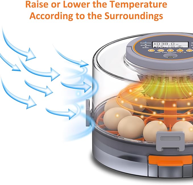 12 Incubators for Hatching Eggs, Egg Incubator with Automatic Egg Turning and Humidity Control, Intelligent Egg Incubator with Automatic Temp. Adjustment