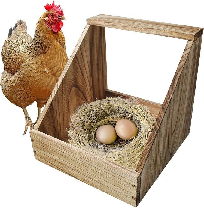 Wooden Chicken Nesting Box,Single Compartment Chickens Nest Box Easy Assembly Large Duty Hen Egg Laying Boxes Chicken Coop Accessories for Hens Ducks Poultry Farm