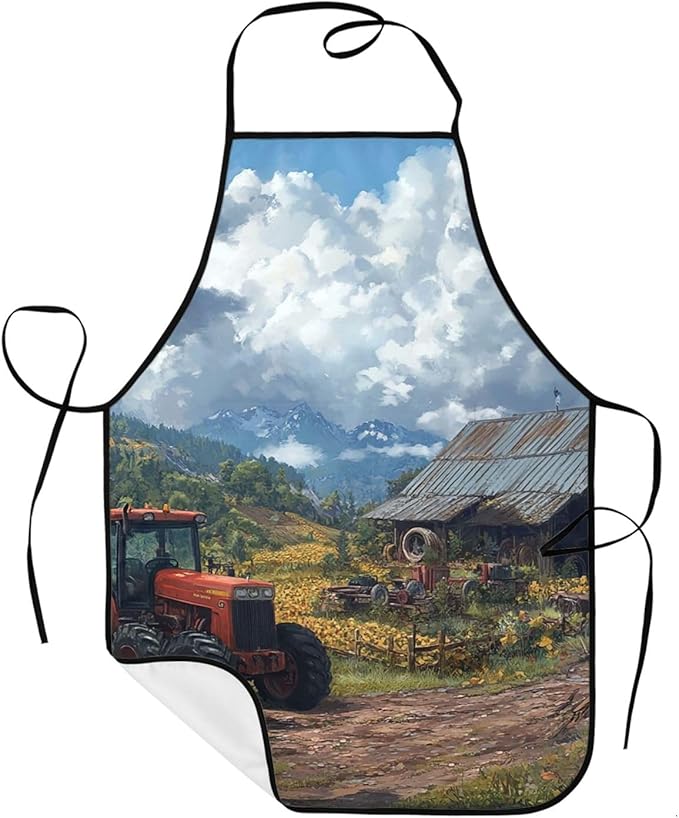Kitchen Aprons for Men Women Waterproof Apron with 2 Pockets Tropical plants and parrots Apron Adjustable Bib Aprons