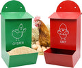 2Pcs Large Chicken Grit and Oyster Shell Feeder for Hens Metal Chicken Feeder with Covers Hanging Poultry Feeders Rainproof Chicken Coop Accessories