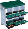 Chicken Nest Box, 6-Compartment Egg-Laying Box, Rolling Tilting Metal Hen House, Convenient for Collecting Eggs - Ventilated Poultry House Equipment - Suitable for Hens, Ducks Green,Without Stand