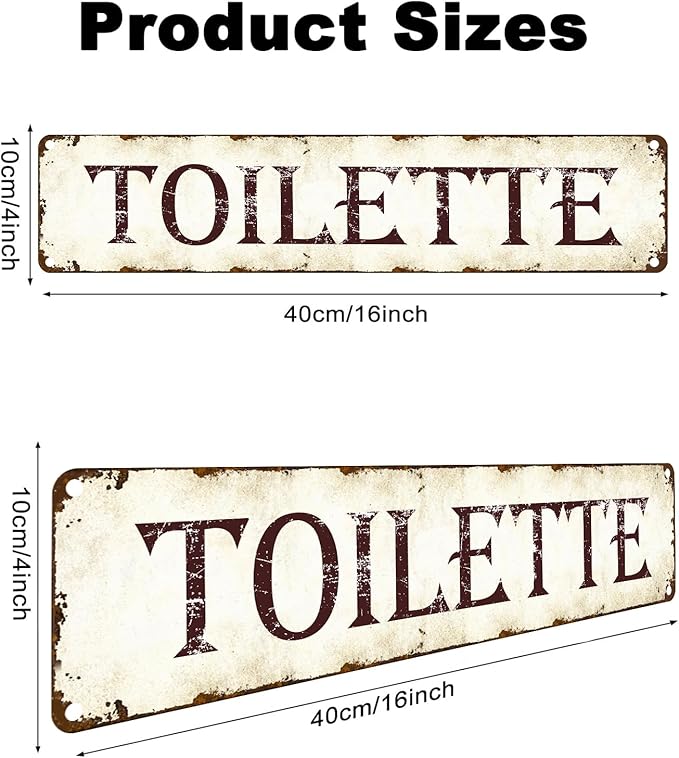 Vintage Tin Toilet Sign - Retro Metal Bathroom Wall Decor 4x16 Inch, Rustic Restroom Art for Home Office Bars, Funny Commercial Space Signage with Weatherproof Finish