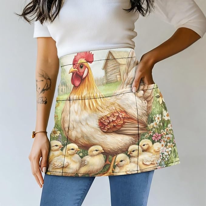 Waistress Apron with Pockets Coffee Waiter Apron Long String Chef Half Aprons for Cooking Kitchen Hairdresser
