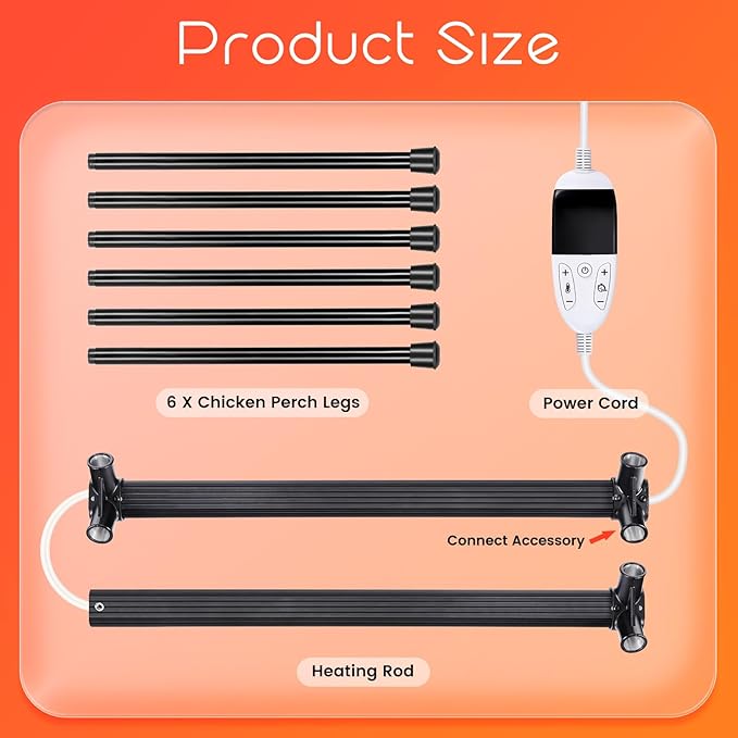 Heated Chicken Perch for Winter Chicken Coop Heater with 24H Timer & Temperature Adjustable Prevent Frozen Toes Chicken Coop Accessories With 2 Heated Roosting Bars for Chick Bird Duck Pigeon Parrot