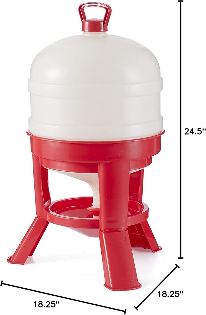 Little Giant DOMEWTR8 8 Gallon Tank Heavy Duty Plastic Dome Poultry and Chicken Gravity Water Dispenser with 3 Footed Stand, Red (2 Pack)