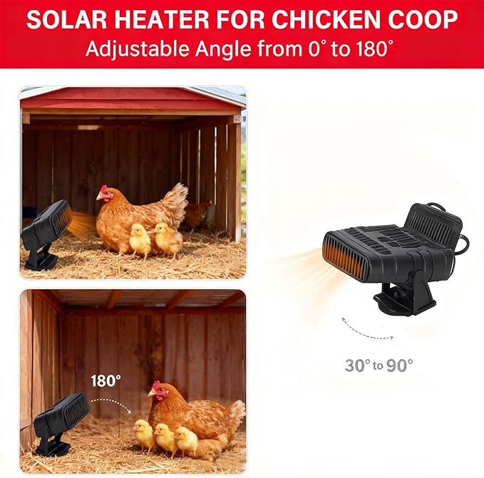 Solar Heater For Chicken Coop – 2026 Grade Overheating Protection Design, 30W Safe Solar-Powered Winter Warmer for Animal Shelters, Stables