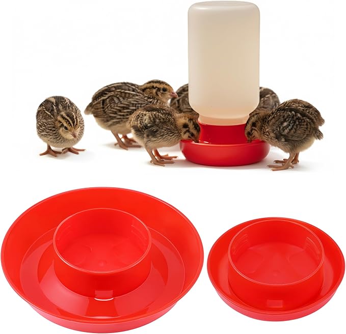 Enhon 2 Sizes Quail Waterer Base, Quail & Chick No Drown Water Base, Safety Waterer and Feeder, Compatible With 2.5inch Outer Diameter and Threaded Neck Bottle for Brooding Chicks（Bottle not included）