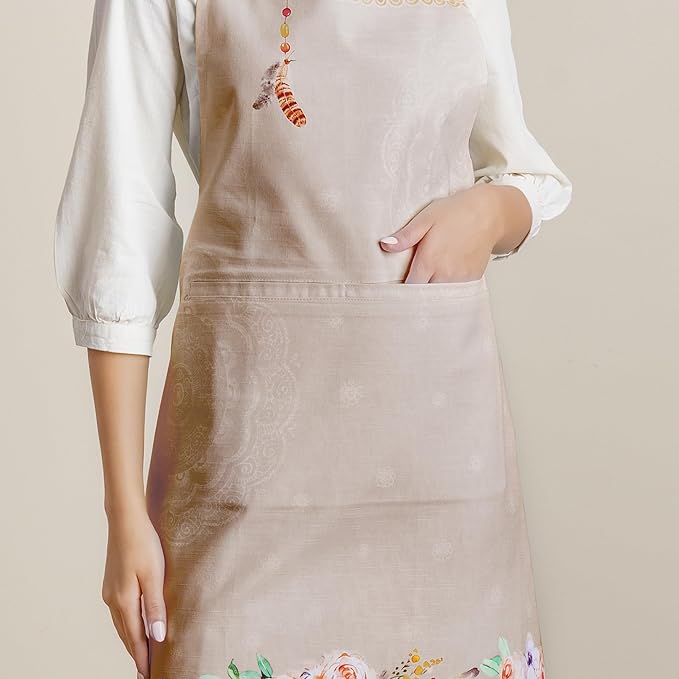 Maison d' Hermine 100% Cotton Apron for women with Pocket Kitchen Chef Apron for Men Cooking Easter Decorations