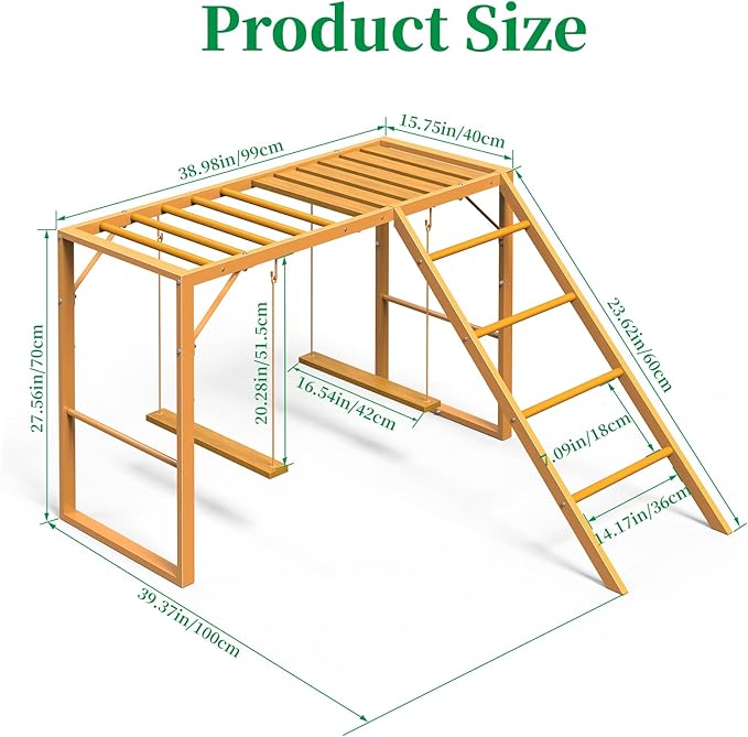 Chicken Perch Swing, Chicken Roosting Bars with Ladder for Coop, Metal Pet Swing Set for Pet's Healthy & Happy for 8-10 Chick, Yellow