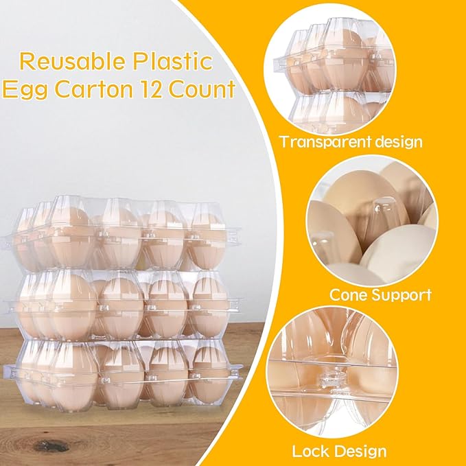 AYSUM 80 Pack Plastic Egg Cartons Cheap Bulk 12 Count, Clear Blank Egg Cartons 3 * 4 Grids, Perfect for Refrigerator Chicken Farm Markets - Medium